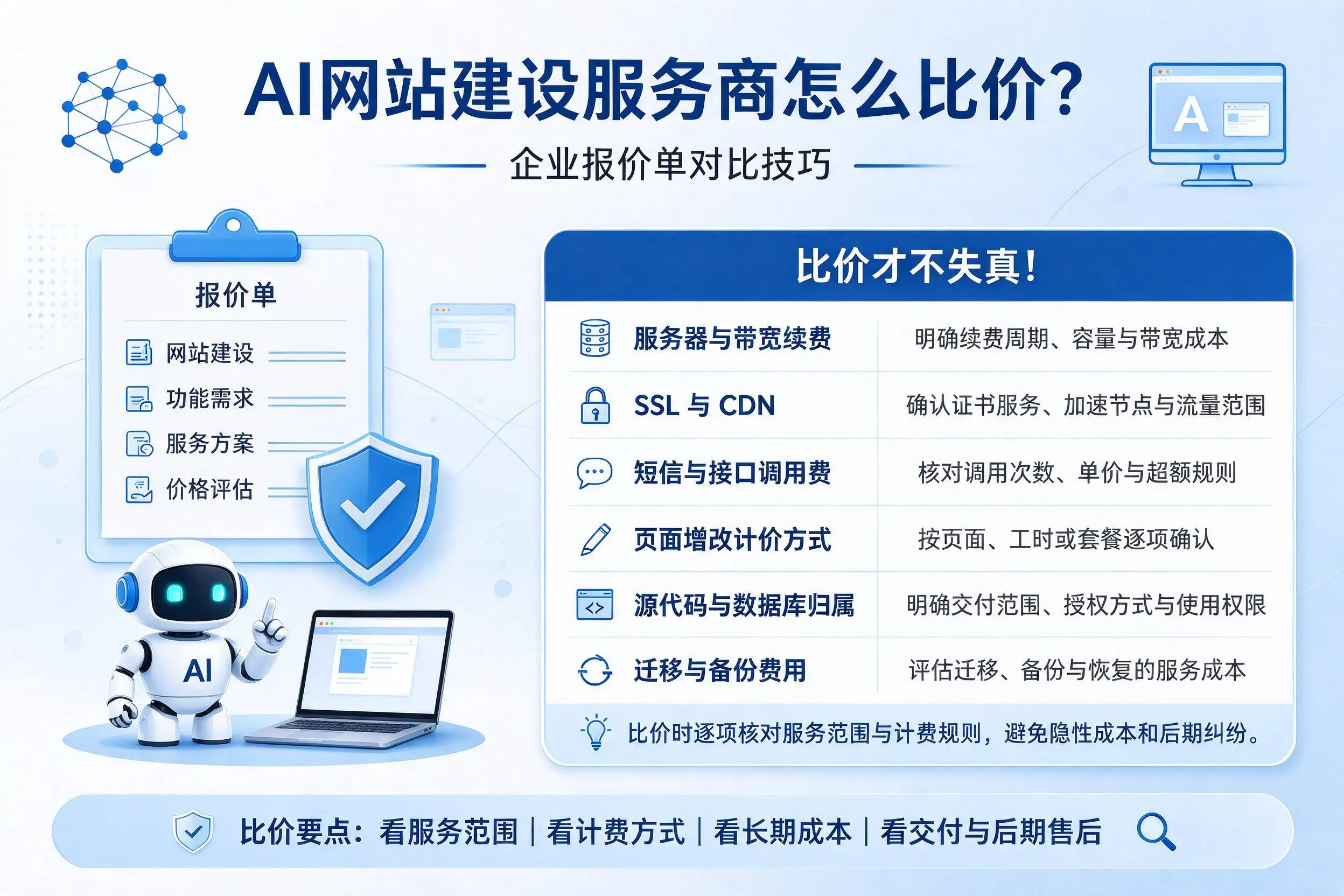 AI网站建设服务商怎么比价？鹤岗企业报价单对比技巧